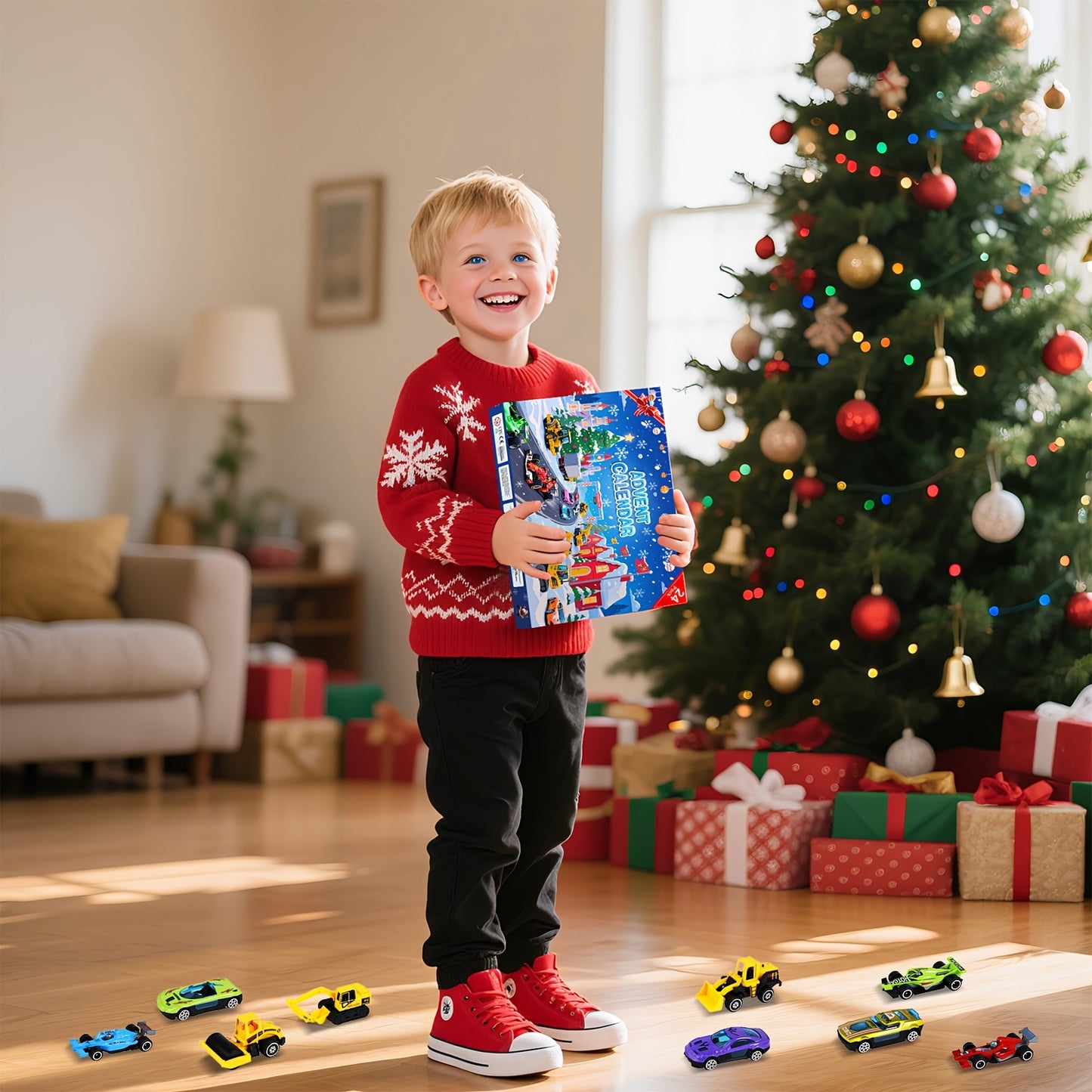 Autós Adventi Naptár Gyerekeknek – 24 Napos Karácsonyi Autós és Városi Építőjáték Készlet