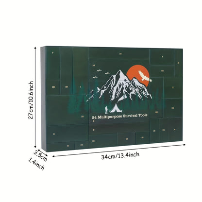 24 Napos Túlélő Eszközkészlet - Survival Kit Adventi Naptár, Outdoor Kütyük és Ajándékok Férfiaknak